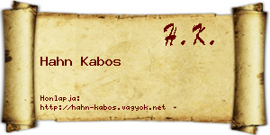 Hahn Kabos névjegykártya